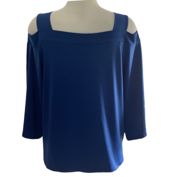 GRACE THE PERFECT FIT Womens Top Cold Shoulder Blue Size Large VGC - Picture 2 of 3